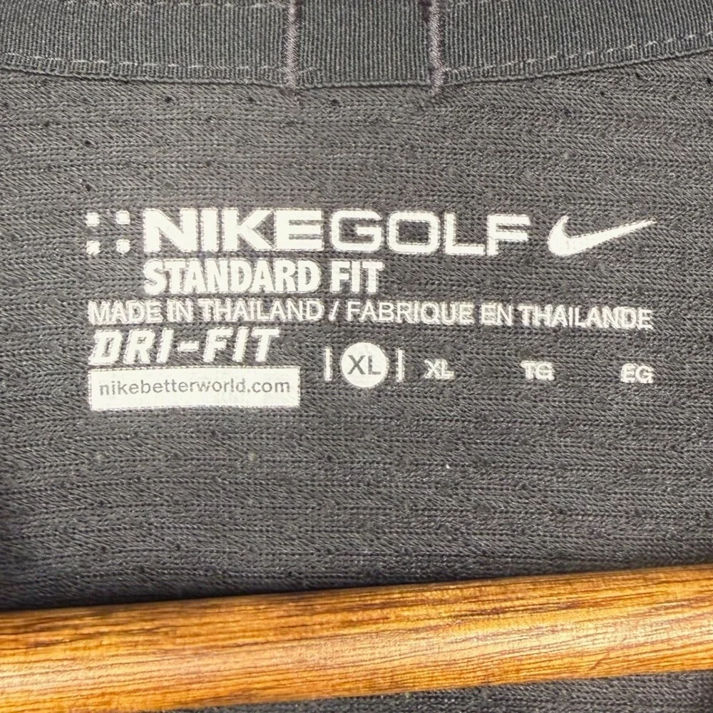 Nike‎ Golf Mens XL Black Dri-FIT Standard Fit Short Sleeve Pocket Polo Shirt EUC